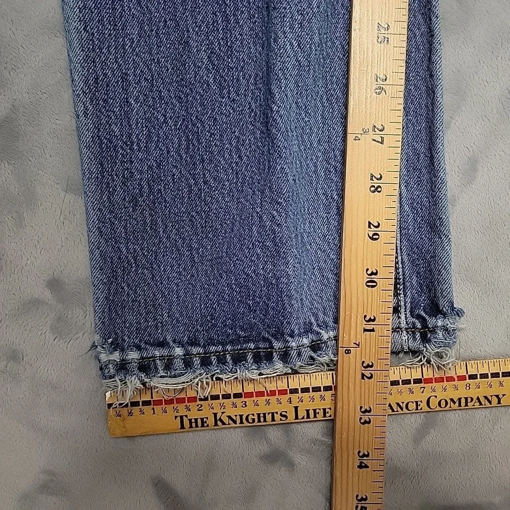 Levi's Jeans Mens 30x34 Faded Blue 501 Button Fly Straight Leg Distressed Denim